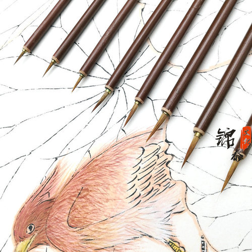 Small leaf tendon langhao brush hook line meticulous regular script flower branch pretty small Yi pattern white calligraphy painting flowers and birds figures