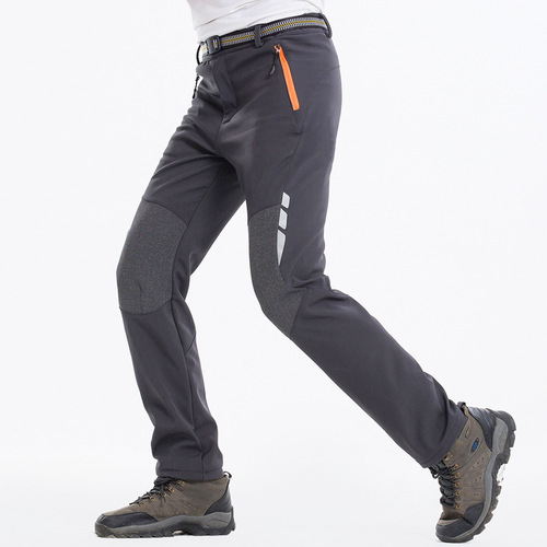 Men's outdoor sports trousers, thickened velvet, autumn and winter large size waterproof soft shell fleece ski mountaineering trousers