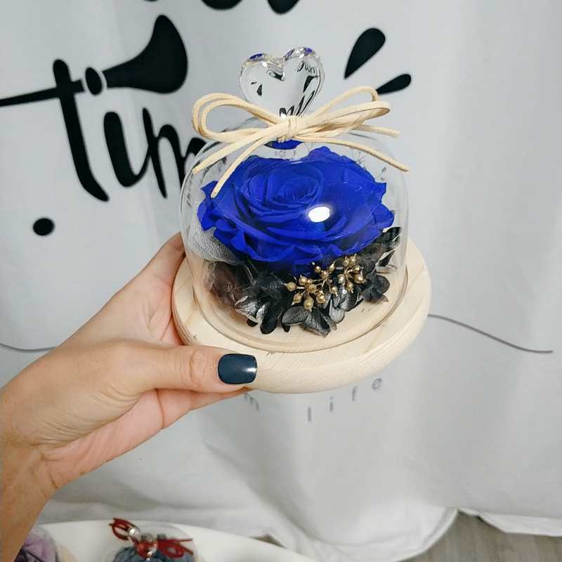 Flor melocotón corazón Eternal Rose Navidad Tanabata Día de San Valentín regalo eterna flor cubierta de vidrio en stock al por mayor