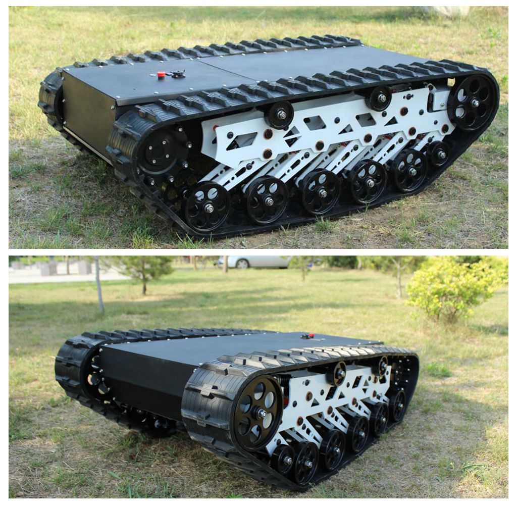 无线遥控 半径旋转 10组悬挂臂 自张紧悬挂系统 履带式机器人底盘