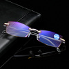 New men's diamond cut edge of the old flower mirror Korean frameless coating anti -blue light diamond fashion old flower glasses wholesale