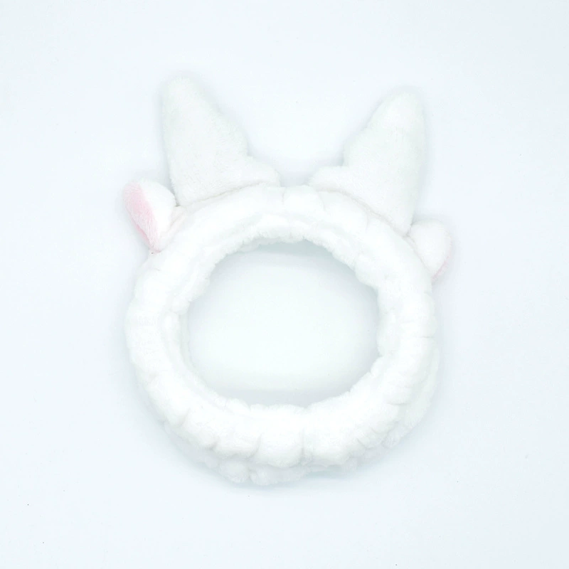 Повязка на голову King Meitu плюшевая эластичная для умывания с рожками/ушками, лёгкая 31 г