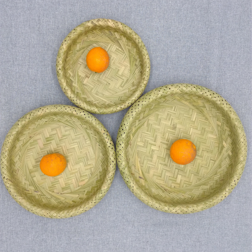 Cesta de bambú hueca de doble capa pan al vapor productos de bambú almacenamiento cesta de bambú cesta de frutas de bambú tejida al por mayor grande