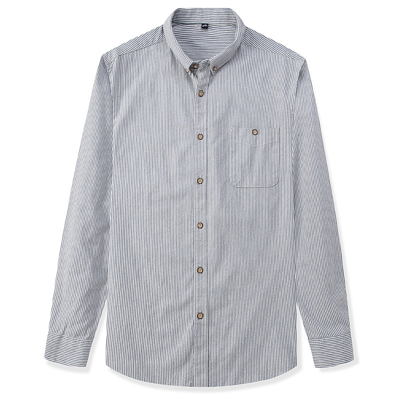 Dongyu camisa de rayas de primavera y verano para hombres camisa de manga larga japonesa cuello cuadrado Camisa de rayas casual en stock al por mayor