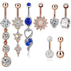 Wish Amazon eBay New 8pc Set CZ Navel Ring Abalone Navel Jewelry Navel Pin Decorative Accessory