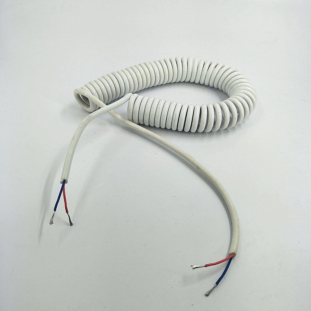 2芯吊灯螺旋线 白色台灯PU弹簧线 LED伸缩弹弓线 USB充电弹簧线