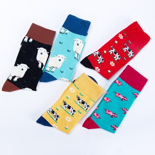 Cross-border autumn and winter new Happy Farm trendy socks mid-tube cotton socks wholesale socks colorful casual socks