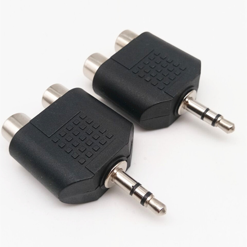 ニッケルメッキ3.5公転紅白2rcaメスオーディオアダプタパソコンテレビ一分二3.5プラグ蓮母座