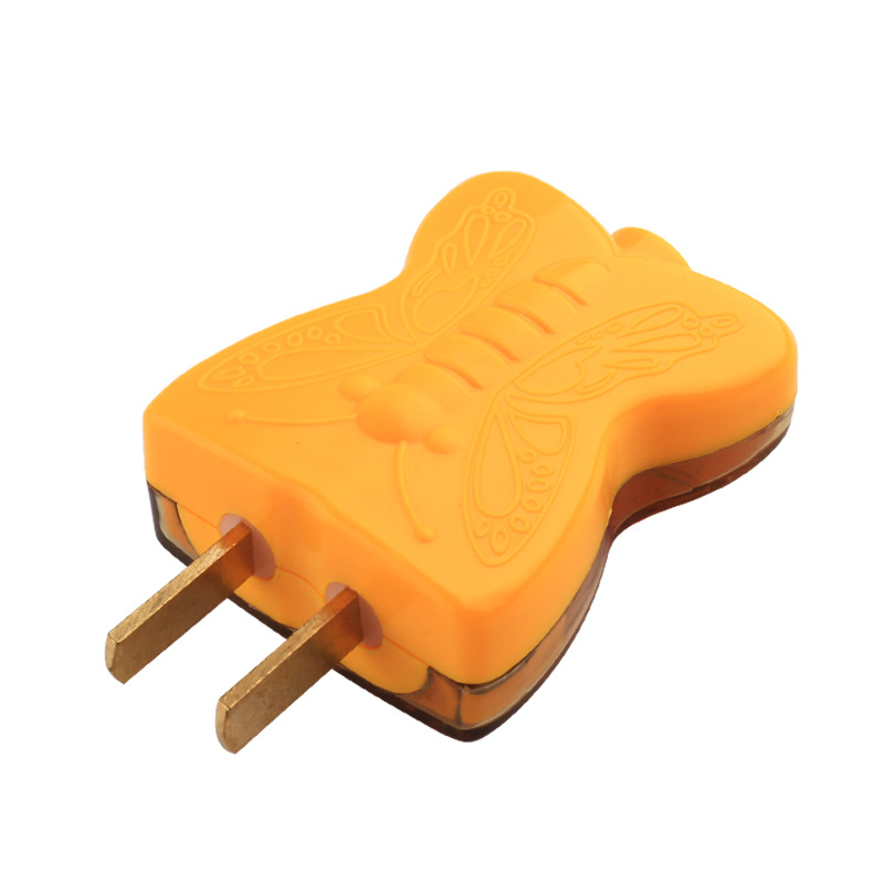 现货新款蝴蝶型1.5厚连体厚铜件插头包胶二两极电源插只（转动）