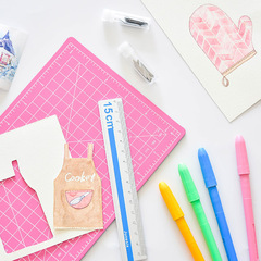 Junesix Handbook Art Pen Knife A5 Cutting Pad Set Engraving Pen Knife Aluminum Ruler Cutting Board Three-piece Set