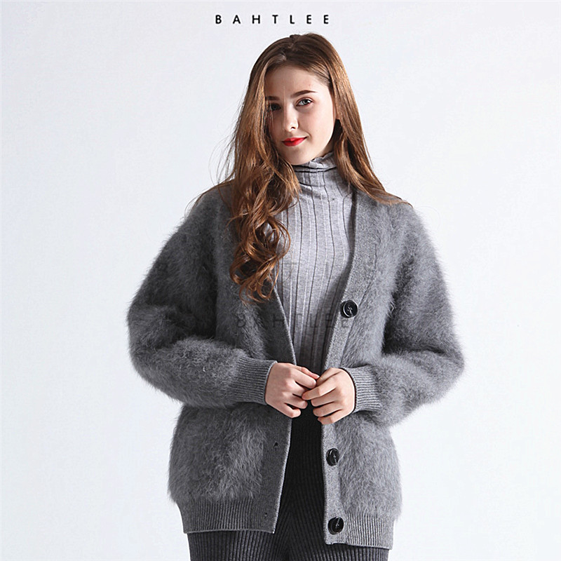 Color and Size Discontinuation Special! New Autumn and Winter Long Mink Velvet Silhouette Cardigan Knitted Jacket Mid-Length Loose V Neck Thickeneded