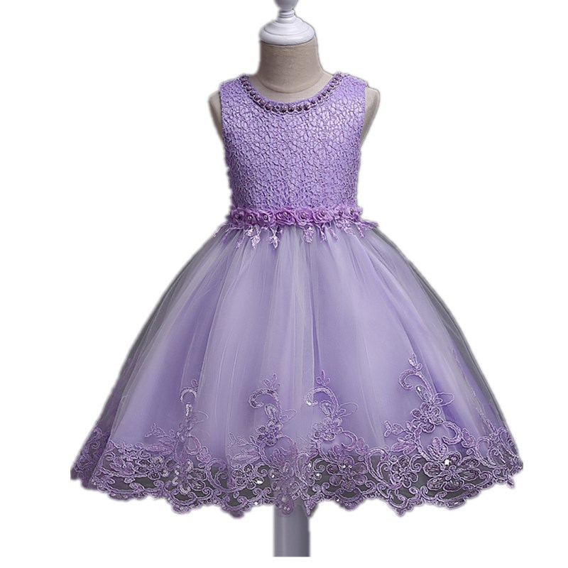 Children's lace evening dress, small princess costume, suit, for teenagers, flowered, tutu skirt 5