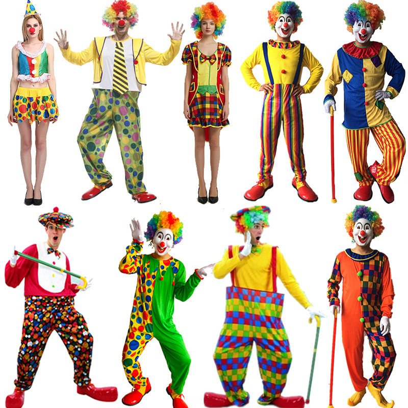 Halloween Fancy Dress Performance Costume Performance Dress Up Men's and Women's Adult Clown Costume Clown Costume Suit