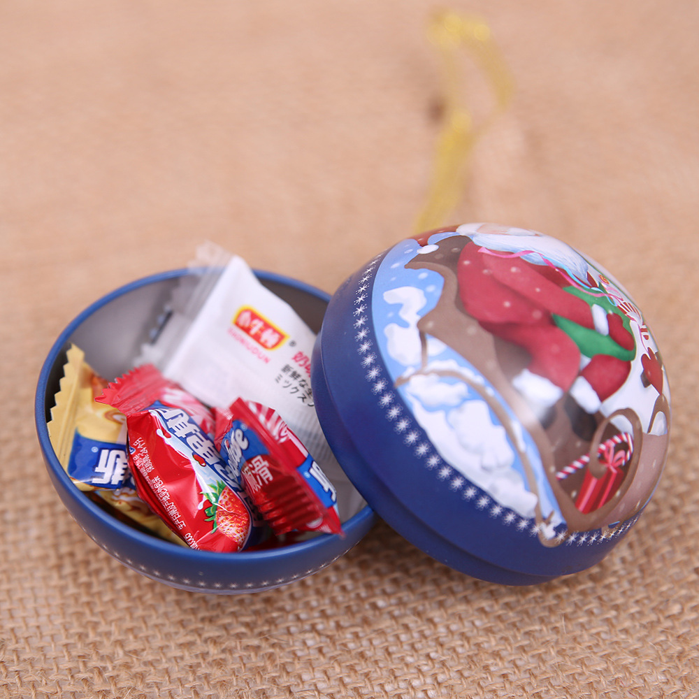 Božični okraski Božična škatla iz pločevine Škatla s sladkarijami Otroško darilo Obesek iz železne krogle_voghion.com