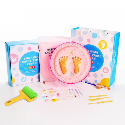 Baby Hand and Footprint Clay DIY Kit for Newborns, Handmade Birthday Gift for 100th Day and First Birthday Keepsake