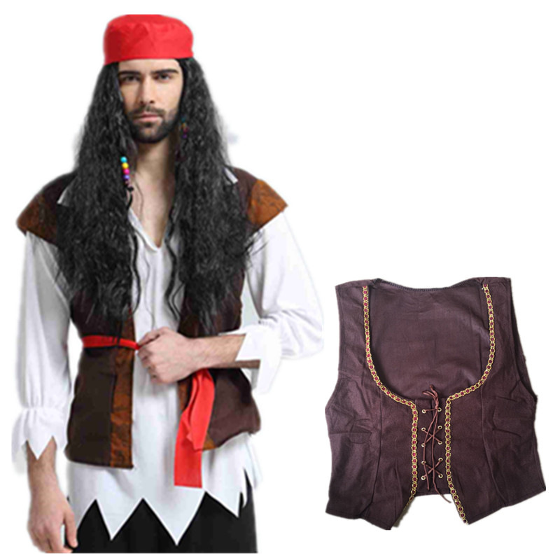 Halloween Female Pirate Costume cosplay Pirates of the Caribbean Suit Dress Men's Vest Stage Show