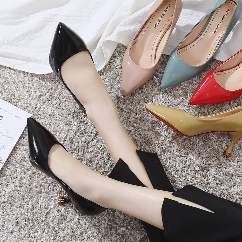 2020 весна, новые европейские и американские модные остроносые женские туфли на высоком каблуке с винной чашкой, туфли с мелким ртом, женская оптовая продажа