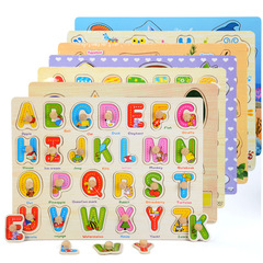 New street stall supply hand scratching board puzzles early childhood education wooden toys numbers alphabet fruit intellectual building blocks