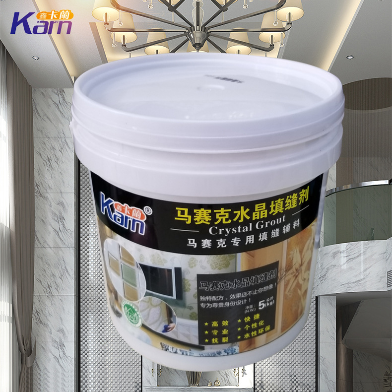 The manufacturer recommends mosaic crystal caulking agent