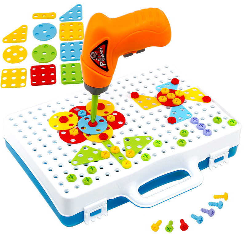 Juego de herramientas para desmontar y montar tuercas con taladro eléctrico, juguete educativo de simulación para atornillar manualmente, juguete de desmontaje.