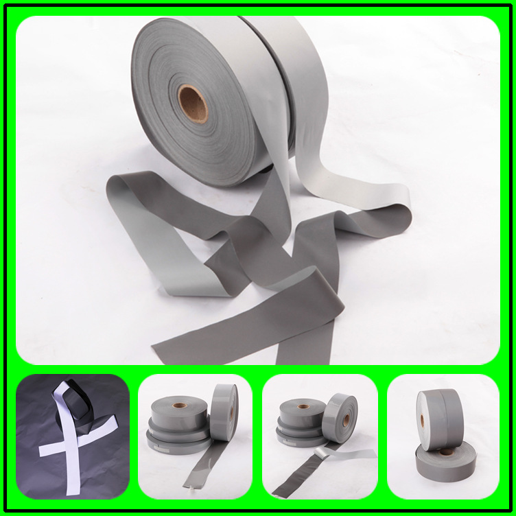 现货高亮化纤反光条 银灰色校服反光警示带3.6cm 耐水洗反光布料