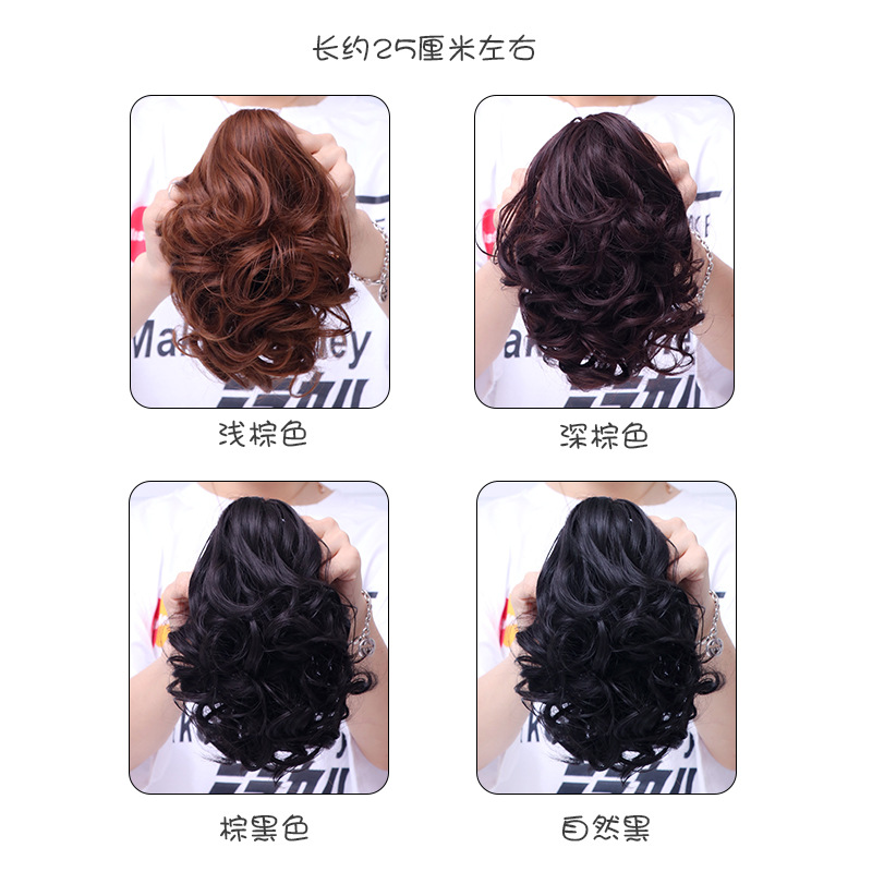 Cola de caballo corto Pelo Rizado garra clip tipo onda grande Pelo Rizado Cola de Caballo natural realista falsa Cola de Caballo Correa peluca