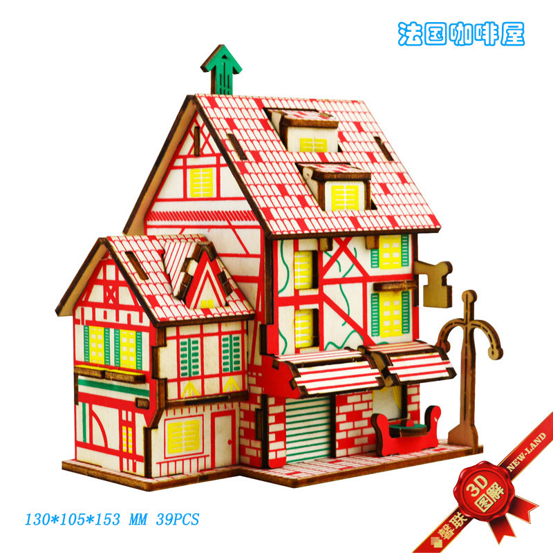 Деревянная реалистичная головоломка с лазером, деревянный конструктор, хижина, игрушка, 3D, «сделай сам»