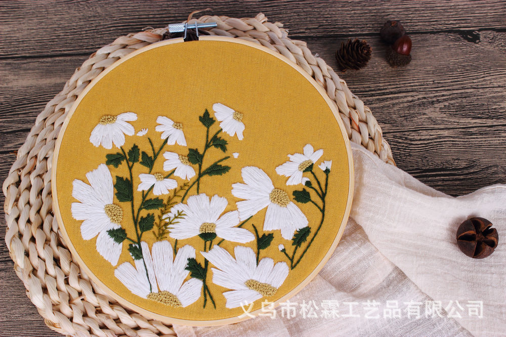 DIY bordado hecho a mano material paquete amistad flor tela Europea flor y hierba material paquete kit ventas directas de la fábrica