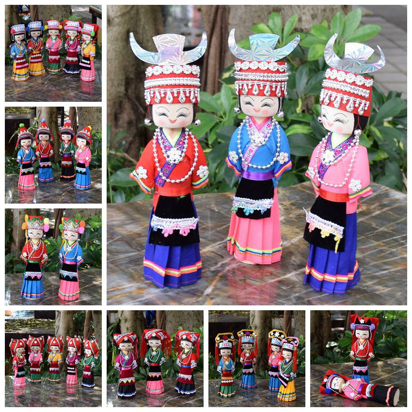 56 Minority Doll Yunnan Puppet Ornaments Wooden Doll Doll Crafts Wholesale