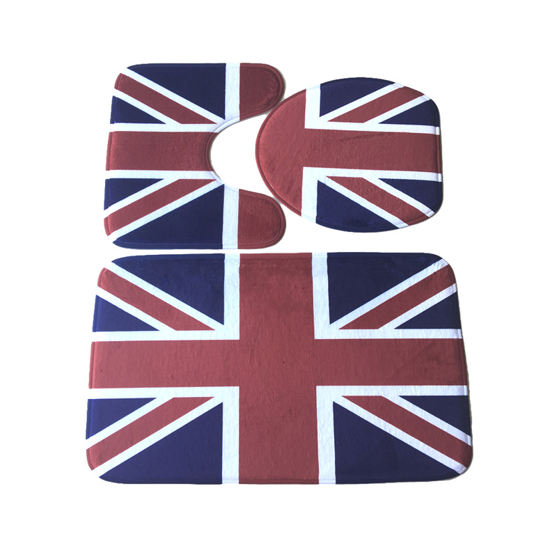 Flannel printed bathroom absorbent non-slip floor mat toilet mat three-piece bathroom floor mat home carpet door mat