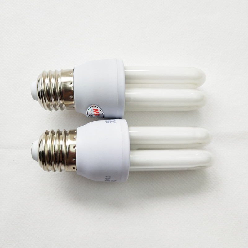 E27 screw-in tri-color fluorescent household electronic fluorescent lamp 3W 5W 7W 9W 11W 13W 15W 20W 2U white light lamp