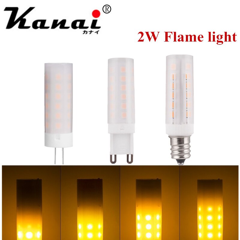 G4/G9/E14 2 Watts Led Low Voltage Ceramic Artificial Dynamic Flame Lamp Led Corn Lamp Decorative Atmosphere Lamp