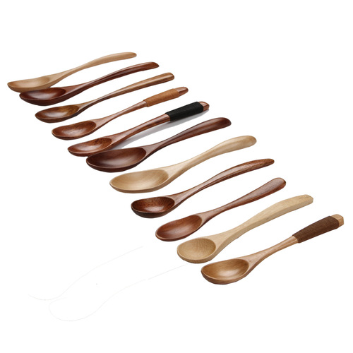 LOGO Engraved Solid Wood Spoon Japanese Honey Spoon Small Wooden Spoon Wooden Coffee Stirring Spoon Wooden Tableware Wholesale