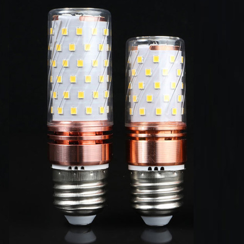 厂家批发白暖光蜡烛灯泡E14E27LED光头强灯泡三色光玉米灯泡