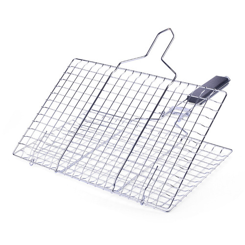 BBQ Stainless Steel Removable Grilling Grid Foldable Grilling Basket Square Grilling Rack Grilling Fish Net Clips Neutral