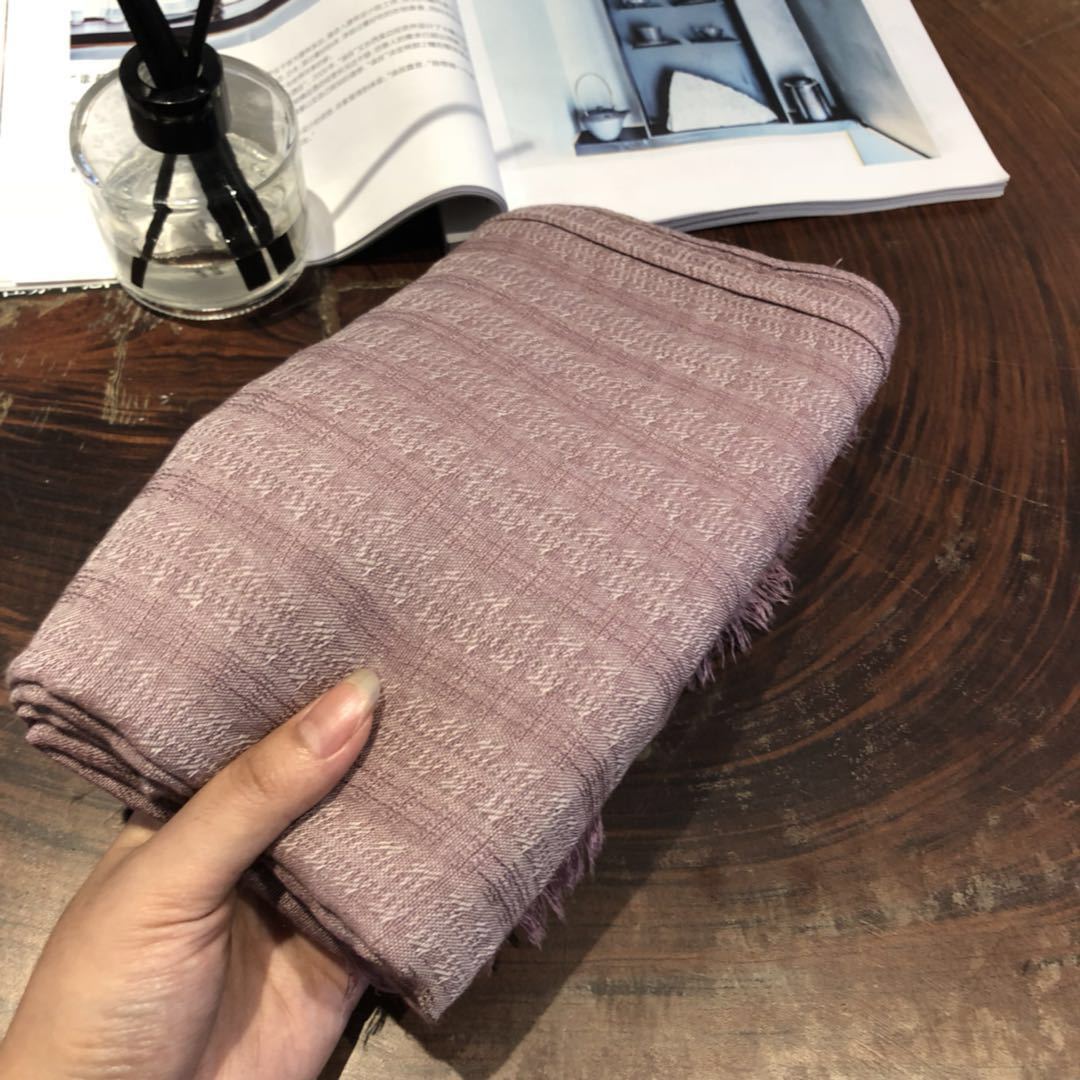 Unisex Literatur und Kunst Baumwoll- und Leinenschal Damenschal mit Jacquardmuster in reiner Farbe Turban_voghion.com