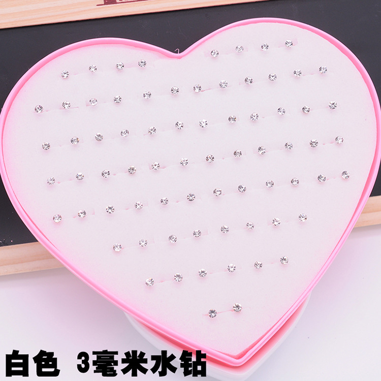 120 conjuntos de aretes de amor, aretes de resina de diamantes de temperamento femenino, joyas de plástico, joyería de Yiwu al por mayor