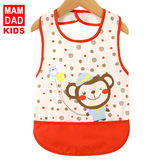 Детский водонепроницаемый нагрудник для еды, сзади на завязках, оптовые продажи, с карманом