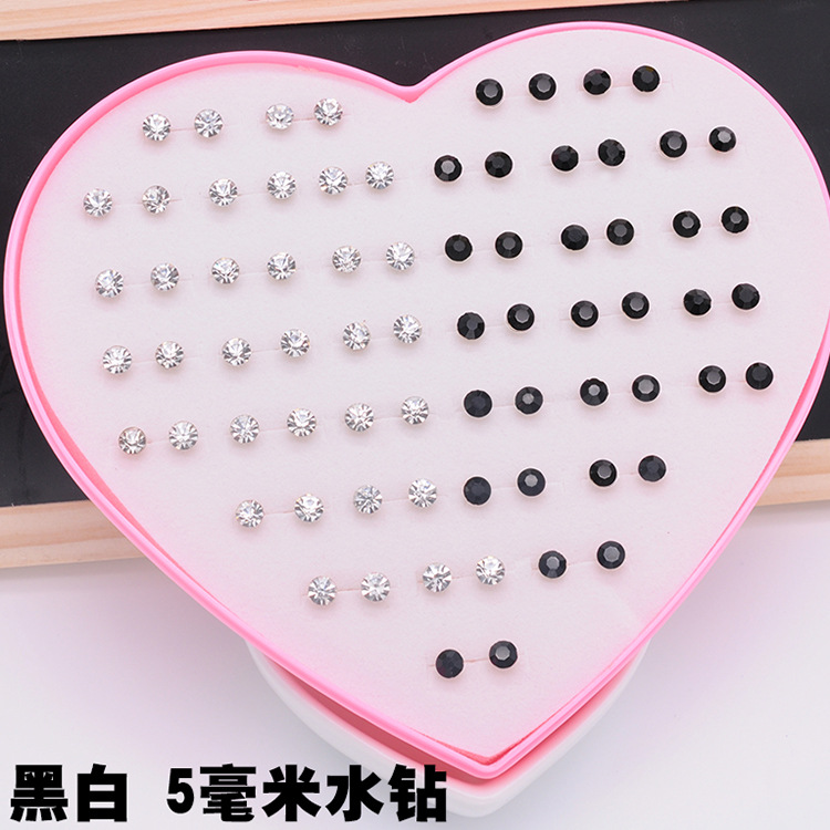 120 conjuntos de aretes de amor, aretes de resina de diamantes de temperamento femenino, joyas de plástico, joyería de Yiwu al por mayor