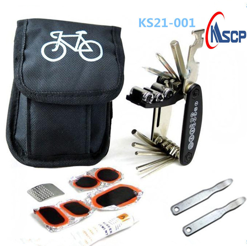 Bicicleta de montaña combinación kit de reparación traje de montar equipo portátil reparación de bicicletas herramienta de reparación de neumáticos