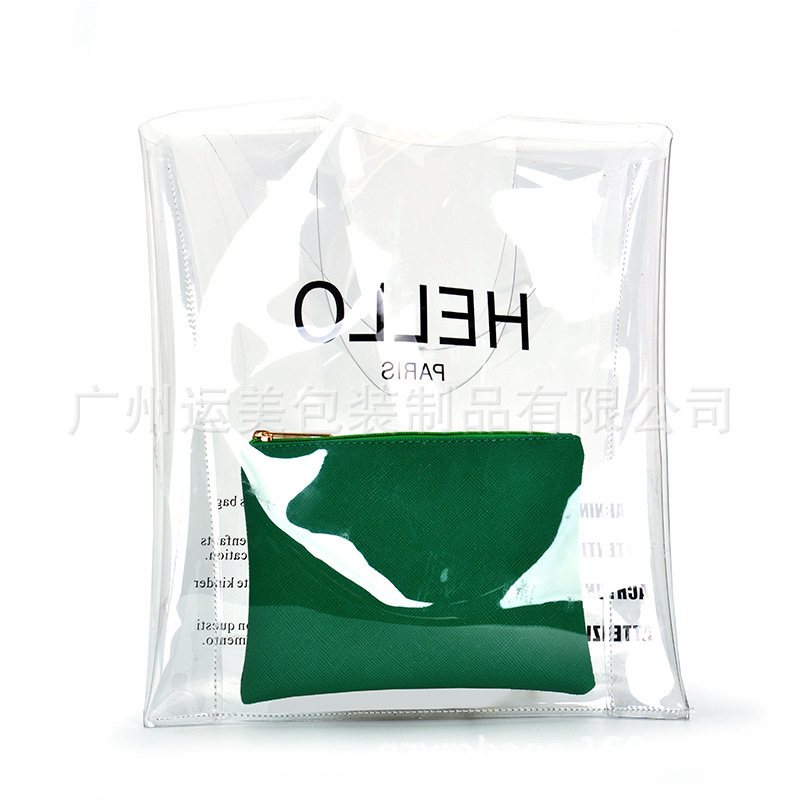Holle Letter Plastic Transparent Shopping Bag Women's Shoulder Satchel Beach Bag Pvc Jelly Bag Manufacturer