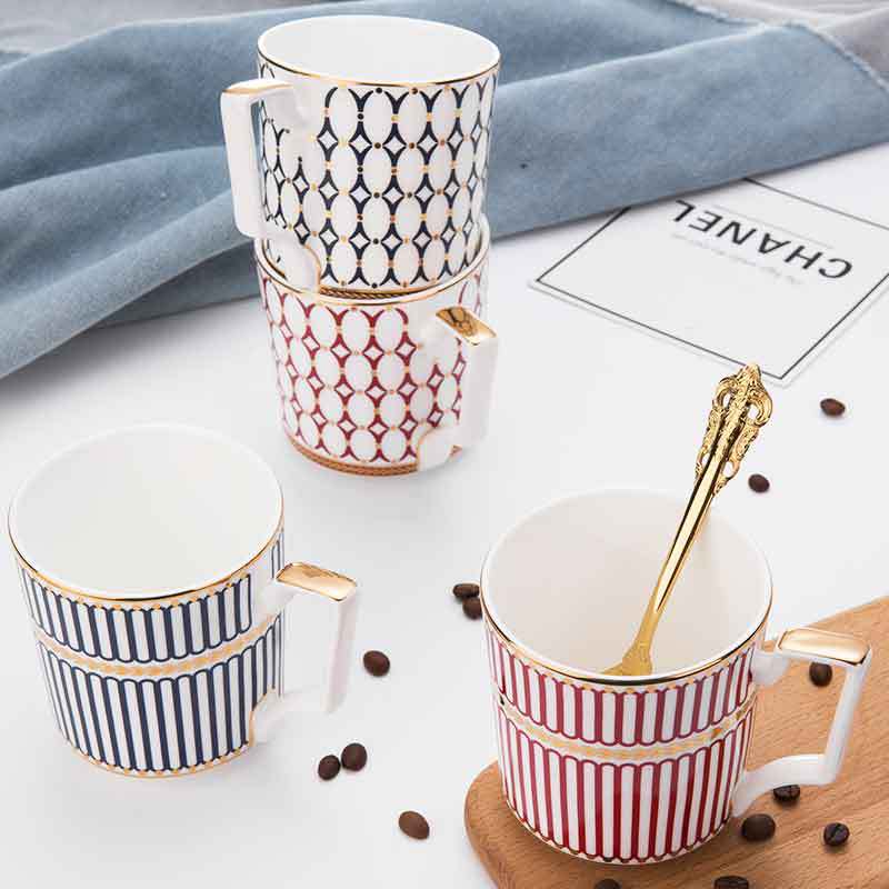 European-style gold-edged bone china teapot coffee cup saucer Ceramic Milk Cup mug can be printed logo cross-border direct sales