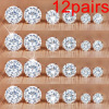 Accessory, crystal, zirconium, set, earrings, European style, 12 pair, simple and elegant design, suitable for import