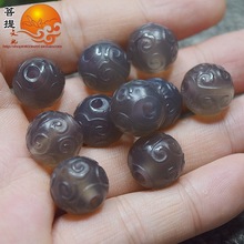 厂家直销巴西玉髓老玛瑙雕刻回纹珠散珠 七彩玛瑙diy佛珠配件