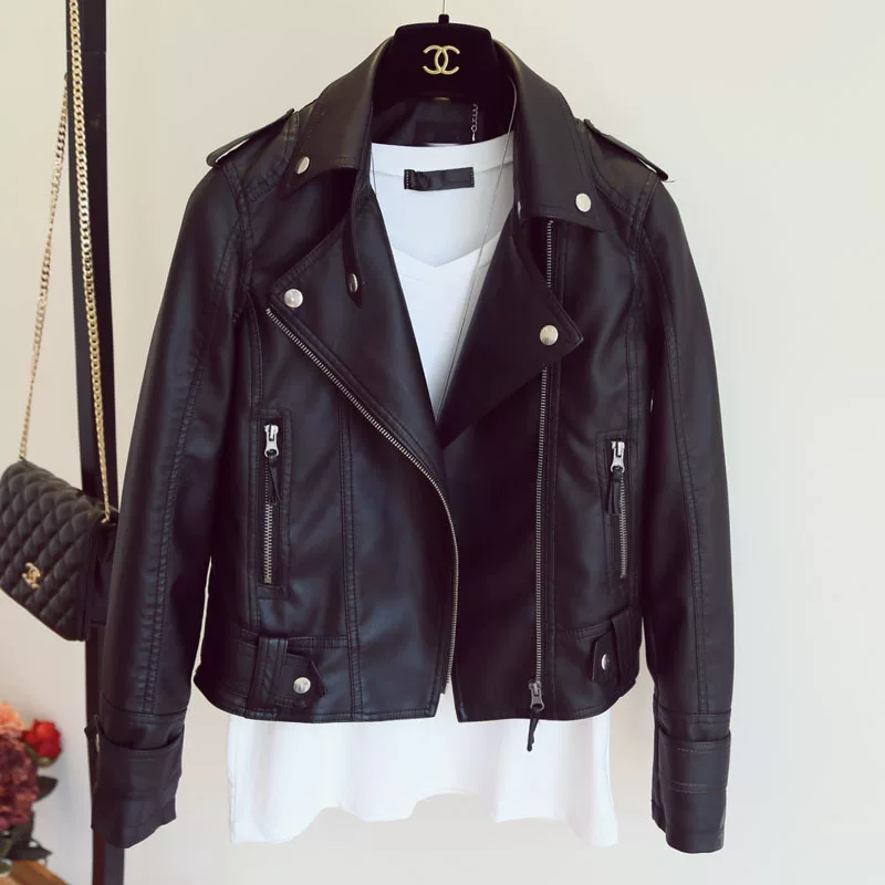 Short autumn polyurethane capacious jacket for students, plus size, slim fit