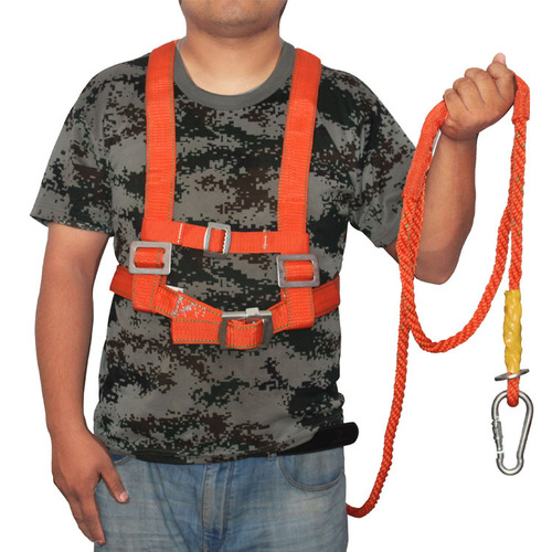 Orange safety belt hanging double back half body single hook safety protection safety rope protection belt high strength wire