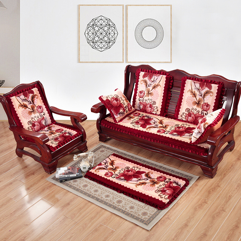 秋冬季可拆洗实木沙发垫防滑加厚红木沙发坐垫单双三人组合椅子垫
