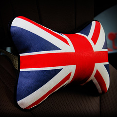 Wholesale automotive supplies leather car neck pillow Internet celebrity PP cotton rice flag pillow cushion car headrest