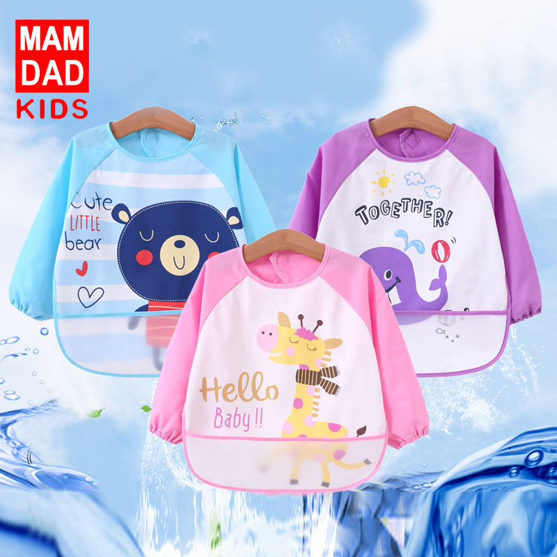 Детский водонепроницаемый нагрудник, безопасный лонгслив для еды, прямые продажи с завода, с карманом, сзади на завязках