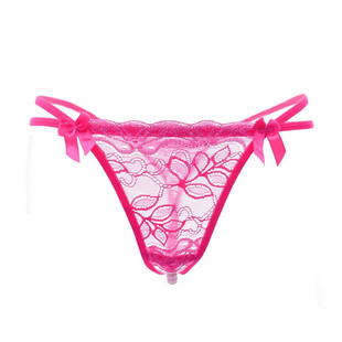 Sexy Hollow Lace Open Crotch G-string Massage Pearl Women's Underwear Women's Sexy Temptation T-pants 9609